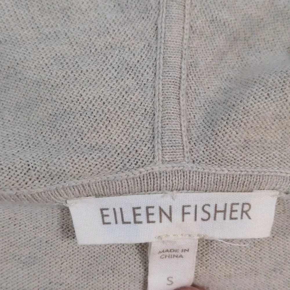 Eileen Fisher Deep V-neck Hooded Sweater Cashmere Blend, Pale Beige, Small/M - Picture 5 of 8